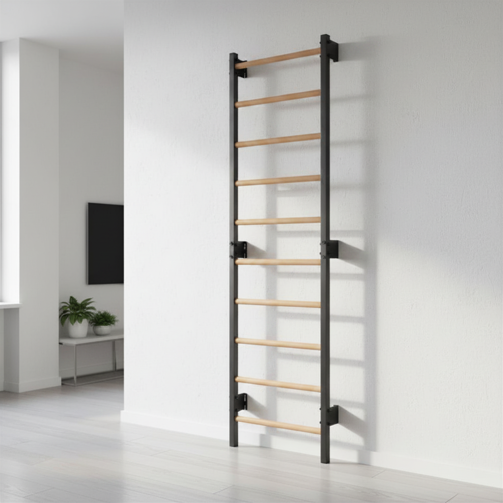Spalliera svedese in metallo grafite STEEL 1 – nell'ambiente domestico