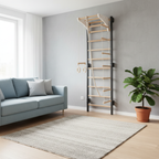 Spalliera svedese in metallo STEEL KOM 2 bianco e grafite – nell'ambiente domestico
