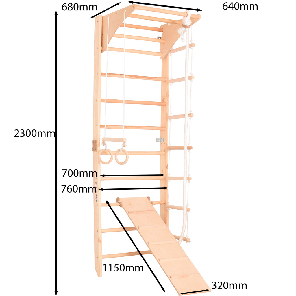 Spalliera svedese in legno KOM 3 – dettaglio della struttura