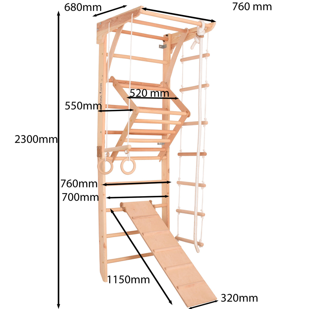 Spalliera svedese in legno KIN 3 – dettaglio della struttura